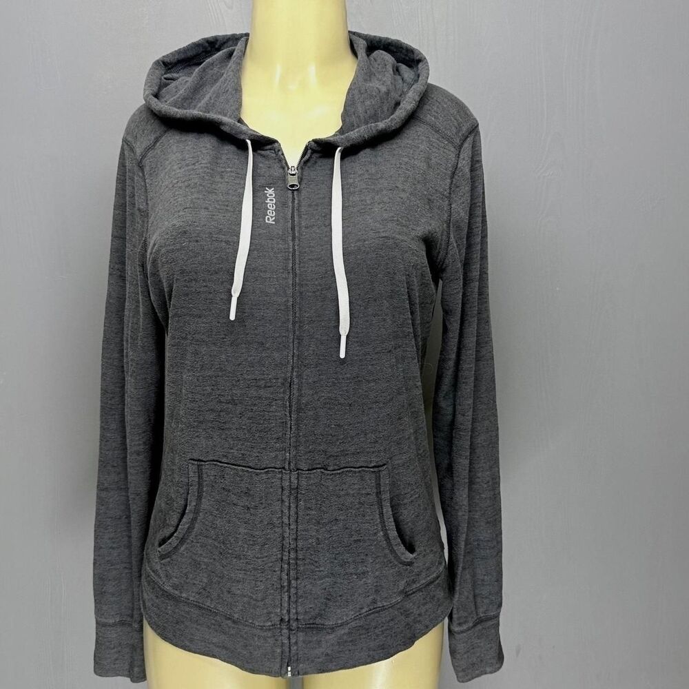 Reebok | Full Zip Hoodie | Heather Gray Lightweight Jacket | Womens L
